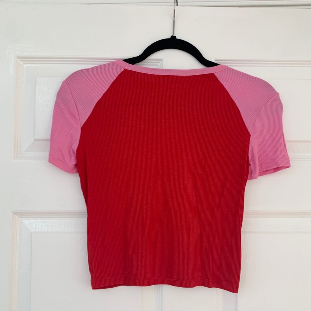 Red/Pink Ribbed Tee - Picture 3 of 3